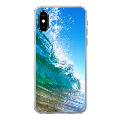 Produktbild von MuchoWow® Handyhülle Schutzhülle Hülle für iPhone X Nahaufnahme einer Welle, die sich vor der Küste von Hawaii bricht Silikon Softcase Handy Hülle - Handyhülle