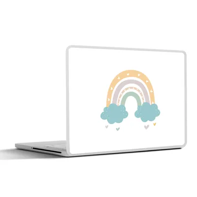 Produktbild von MuchoWow® Laptop Aufkleber Sticker Cover Regenbogen - Herzen - Wolken - Punkte - Pastell - Kinder 40x30 cm - Laptop Dekoration - Selbstklebend