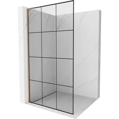 Obrázek produktu pro Mexen Kioto L sprchová stěna Walk-in 120 x 200 cm, černý vzor, kartáčovaná měď - 800-120-103-65-77