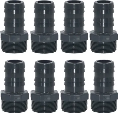 Produktbild von HAF 8x PVC Druckschlauchtülle mit 38mm x 1 1/2" | Schlauchtülle x Außengewinde | Schlauchverbinder aus grauem PVC-U | PN16 für Pool und Teich