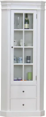 Produktbild von Amaretta Eckschrank antik weiß, antik patiniert. Breite 55 cm, Höhe 200 cm.