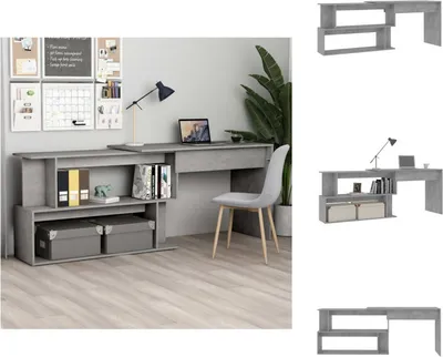 Produktbild von vidaXL Eckschreibtisch Betongrau 200x50x76 cm Holzwerkstoff - Schreibtische