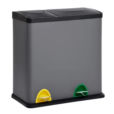 Produktbild von SVITA TC2Combo35 Mülleimer grau Stahl Abfalleimer Mülltrennung (12l + 23l) Papierkorb