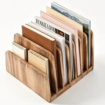 Produktbild von Büro-Organizer Holz 7 Fächer, Paulownia, für den Schreibtisch