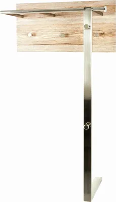 Produktbild von Haku Wandgarderobe, Edelstahloptik-eiche San Remo - Maße: 60 cm x 33 cm x 107 cm; 42959