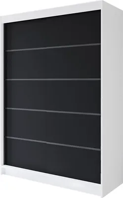 Produktbild von Easy4You P4 180 cm Weiß/Schwarz Schiebetüren Kleiderschrank 180x215x58 cm Schlafzimmermöbel, Aufbewahrung - Mehrzweckschrank - Farbe: Weiß/Schwarz