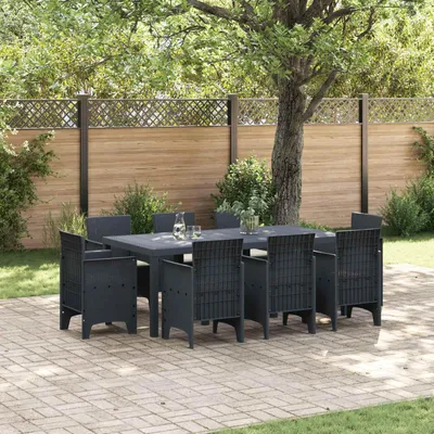 Immagine prodotto di vidaXL Set da pranzo da giardino, 9 pezzi, polipropilene grigio antracite