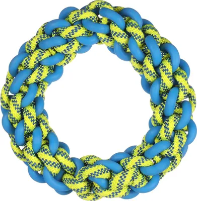 Produktbild von Flamingo Hundespielzeug Tofla Ring blau/gelb, Maße: 23 x 23 x 5 cm