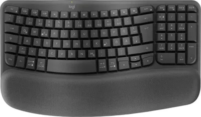 Produktbild von Logitech Wave Keys, Volle Größe (100%), Kabellos, RF Wireless + Bluetooth, Membran Key Switch, QWERTZ, Graphit