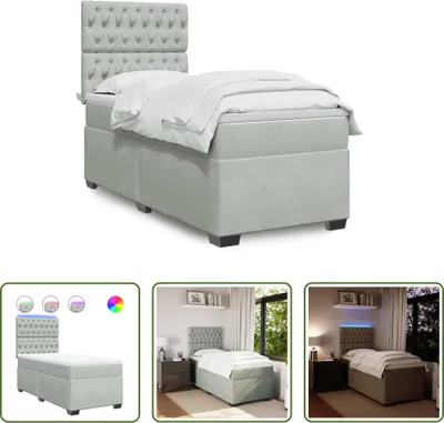 Produktbild von The Living Store Boxspringbett mit Matratze Hellgrau 80x200 cm Samt