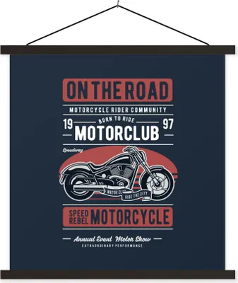 Produktbild von MuchoWow® Textilposter Motorrad - Retro - Zitat 90x90 cm mit schwarzem Rahmen - Magnetisches
