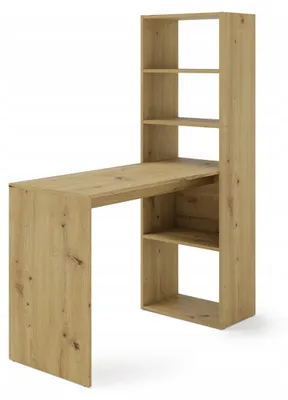 Productafbeelding van Bureau met planken HARMONY, 120 cm, wit, mat. Bureau met planken, boekenkast, computerbureau, werkplek, voor een thuiswerkplek