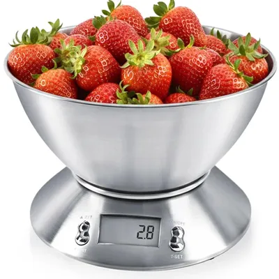 Immagine prodotto di Bilancia da cucina digitale con ciotola in acciaio inox, capacità 5 kg