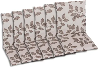 Produktbild von GO-DE Textil, Sesselauflage Niederlehner, 6er-Set, Farbe: braun-beige, Maße ca.: 98 cm x 48 cm x 5 cm