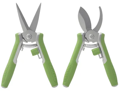 Produktbild von Gartenwerkzeug Set 2-teilig Bypass-Gartenschere Astschere Edelstahl Zink-Aluminium-Griff TPR-Ummantelung Sicherheitsverriegelung Grün Silber