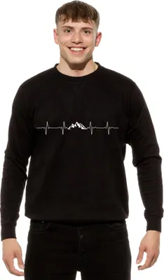 Produktbild von Cotton Prime® Sweatshirt Berge Pulsschlag Berge S Schwarz