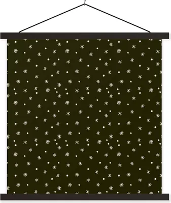 Produktbild von MuchoWow® Textilposter Schneeflocke - Winter - Muster 60x60 cm mit schwarzem Rahmen - Posteraufhänger