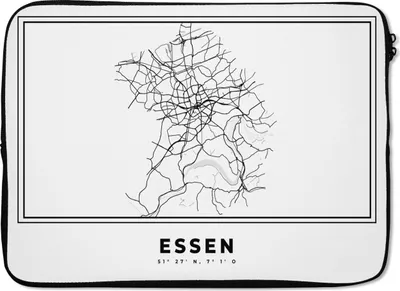 Produktbild von MuchoWow® Laptop Hülle 13 Zoll Schwarz und weiß - Deutschland - Karte - Stadtplan - Essen Laptoptasche - Laptophülle - Sleeve - Rundumschutz