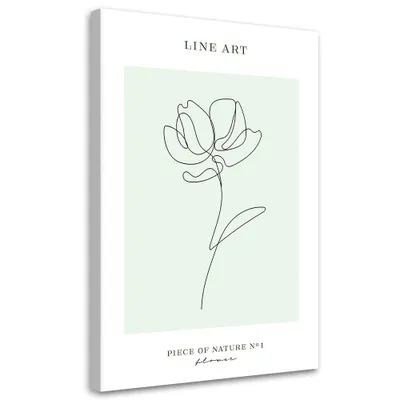 Produktbild von Leinwandbild Blume – Strichzeichnung 80x120 Feeby Türkis bild für die wand bereit zum aufhängen