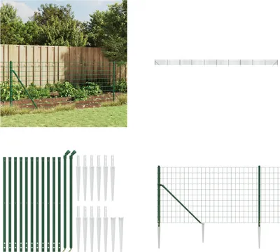 Produktbild von vidaXL Maschendrahtzaun mit Bodenhülsen Grün 0,8x25 m - Maschendrahtzaun - Maschendrahtzäune - Gartenzaun - Drahtzaun