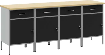 Produktbild von Möbel Werkstattschränke 4 Stk. Schwarz und Grau Holzwerkstoff Stahl - Werkbänke 3321384