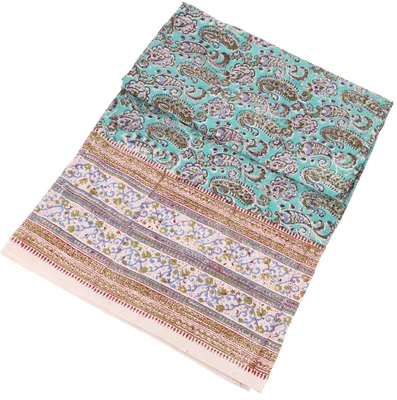 Produktbild von Blockdruck Tagesdecke, Bett & Sofaüberwurf, Handgearbeiteter Wandbehang, Wandtuch - Design 13, Blau, Baumwolle, Größe: Single 150*200 cm