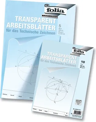 Obrázok produktu pre Pracovné listy na technické kreslenie Folia 80g/m², priehľadné, DIN A4, 10 listov