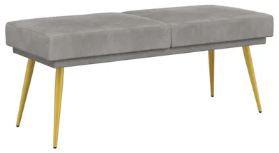 Zdjęcie produktu dla Ławka dwuosobowa vidaXL, jasnoszara, 120 x 45 x 46 cm, aksamit
