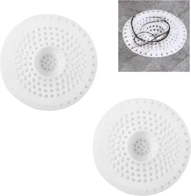 Produktbild von Abflussfilter aus Silikon - Haarfänger für Dusche und Küche - abnehmbarer Filter (weiß)