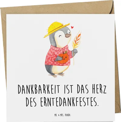 Produktbild von Mr. & Mrs. Panda Klappkarte Erntedankfest Dankbarkeit - Weiß - Geschenk, Grußkarte, doppelkarte, Freunde, emotionale Geschenke, anlasskarte, Thanksgiving, Feiertag