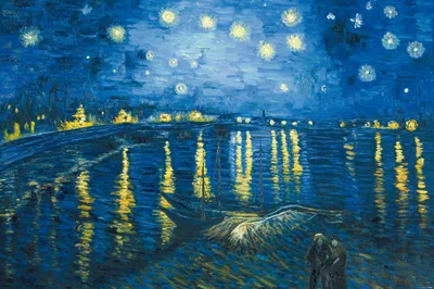 Obrázek produktu pro Vincent Van Gogh Art Print Obraz - Hvězdná noc nad Rhônou, 1888 (80 x 120 cm)
