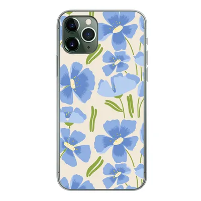 Produktbild von MuchoWow® Handyhülle Schutzhülle Hülle für iPhone 11 Pro Blume - Blau - Muster Silikon Softcase Handy Hülle - Handy