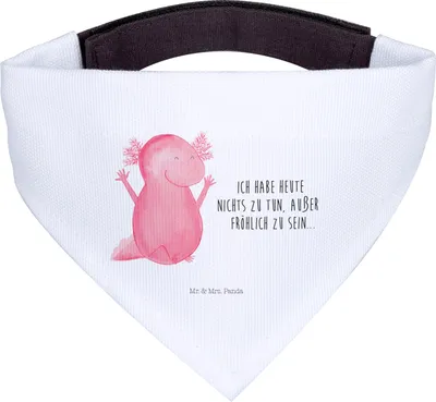 Produktbild von Mr. & Mrs. Panda Hund Halstuch Axolotl Hurra - Weiß - Geschenk, Lurch, Hunde, Tuch, Spaß, Hundehalstuch, Zufriedenheit, Motivation