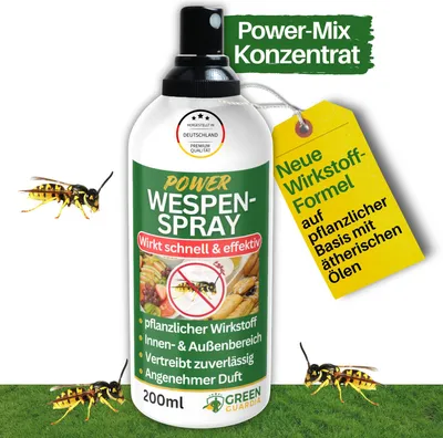 Produktbild von Wespen Abwehrspray Power-Konzentrat 200 ml – Wespenspray, Wirksame Wespen Abwehr, Spray gegen Wespen für Innen- & Außenbereich, Anti Wespen Spray