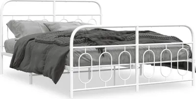 Produktbild von vidaXL Bettgestell mit Kopf- und Fußteil Metall Weiß 140x200 cm