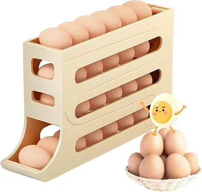 Image de Support à œufs Famanu pour réfrigérateur - Conception à 4 niveaux, capacité pour jusqu'à 30 œufs