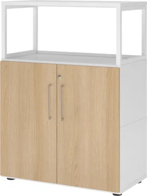 Produktbild von bümö flexi Aktenschrank mittel abschließbar mit Regal - Nachbildung: Weiß/Eiche
