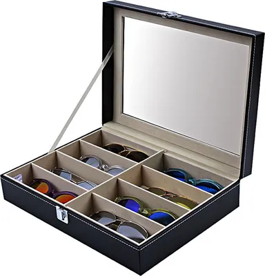 Produktbild von OKWISH Brillenbox Brillenkoffer Brillenorganizer für 8 Brillen Aufbewahrung, Aufbewahrungsbox, Aufbewahrungsbox für Brillen ,Schwarz