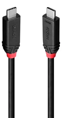 Produktbild von Lindy 37001, 1 m, USB C, USB C, USB4 Gen 3x2, 40 Gbit/s, Schwarz