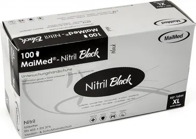 Produktbild von 500 Einmal U-Handschuhe, MaiMed BLACK Nitril puderfrei Gr. XL
