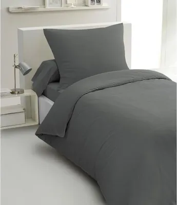 Image de parure de lit 2 pièces HP72077 - 82 g microfibre - 140 x 200 cm - Gris anthracite