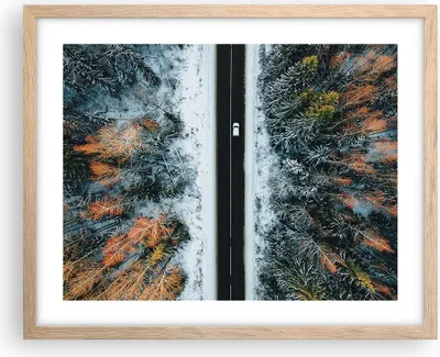 Produktbild von Gerahmtes Poster - Rahmen in heller Eiche - Wald Weg Schnee - 50x40 cm - Wand Bild - Wanddeko - Wandbilder - Kunstposter - Wandposter - Bilderrahmen - Bilder - Kunstdruck - P2NAA50x40-4654