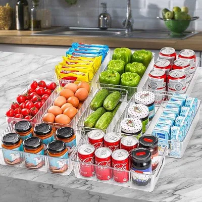 Image de Lot de 10 rangements transparents pour cuisine, tiroirs de qualité supérieure avec poignée pour la cuisine, le réfrigérateur et les placards