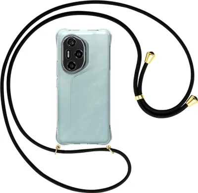 Produktbild von Handykette Backcover-Schutzhülle mit Band (Metall goldfarben) für Honor 300 Pro 5G - schwarz