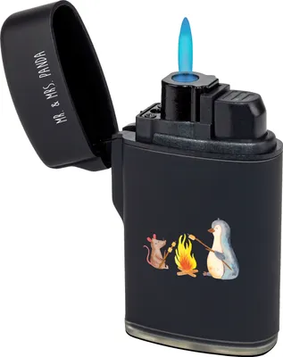 Produktbild von Mr. & Mrs. Panda sturmfeuerzeug Pinguin Lagerfeuer - Schwarz - Geschenk, Büro, Feuerzeug, gas anzünder, Feuerzeuge, Liebe, Maus, Job, zündgerät, Zünder, Feuer