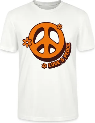 Produktbild von Spreadshirt Love And Peace Retro Hippie Style Design Y2K Uni Bio T-Shirt, XS, Weiß