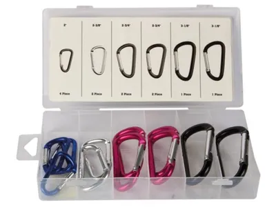 Immagine prodotto di Assortimento di anelli a D a scatto in alluminio - 12 pezzi