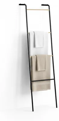 Handtuchleiter Metall, 4 Sprossen, 158x40x28 cm, schwarz