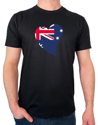 Produktbild von Huuraa Herren T-Shirt Australien Flagge Herz M Black Bio Baumwolle Fairtrade Herrenshirt Geschenkidee