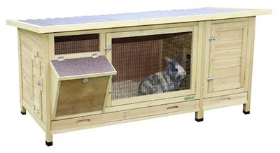 Produktbild von Kaninchenstall XXL Vario mit Heuraufe 155 x 76 x 80 cm lasiert